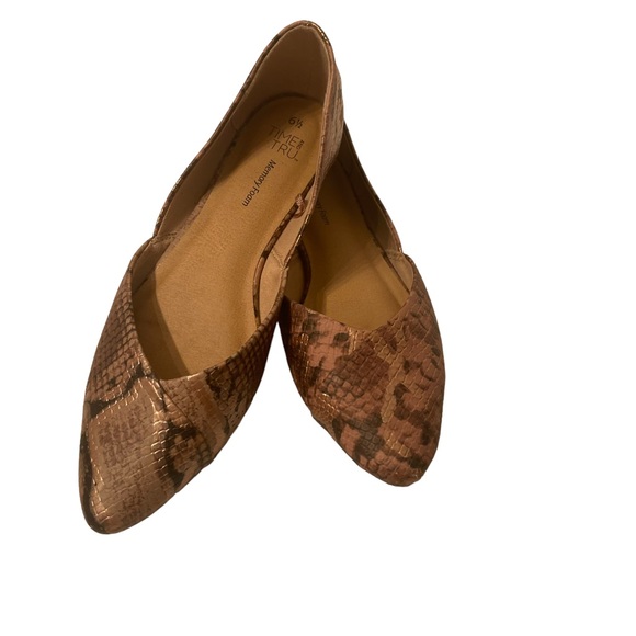 Time & Tru Womens Metallic Multi tone Snake Print Ballet Flats Memory Foam Shoes - Picture 1 of 9